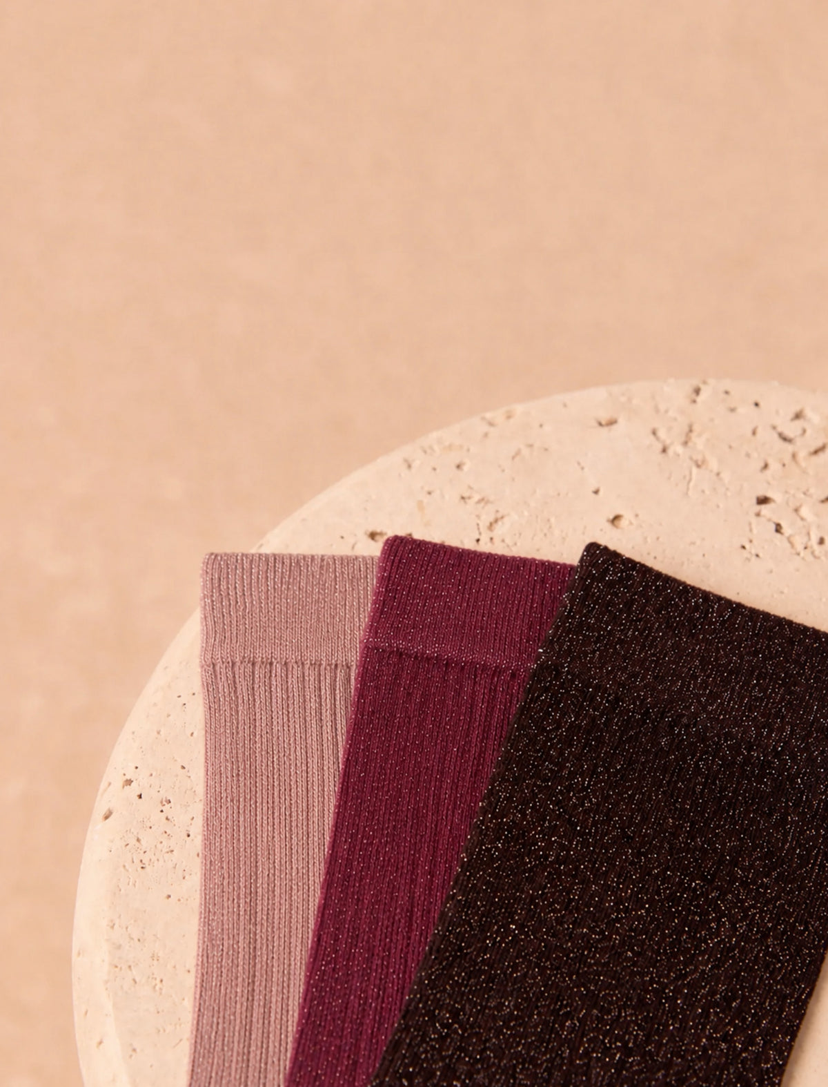 Pack chaussettes lurex côtelées - Rose