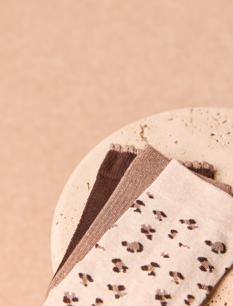 Pack chaussettes - Léopard, marron, beige - Image principale