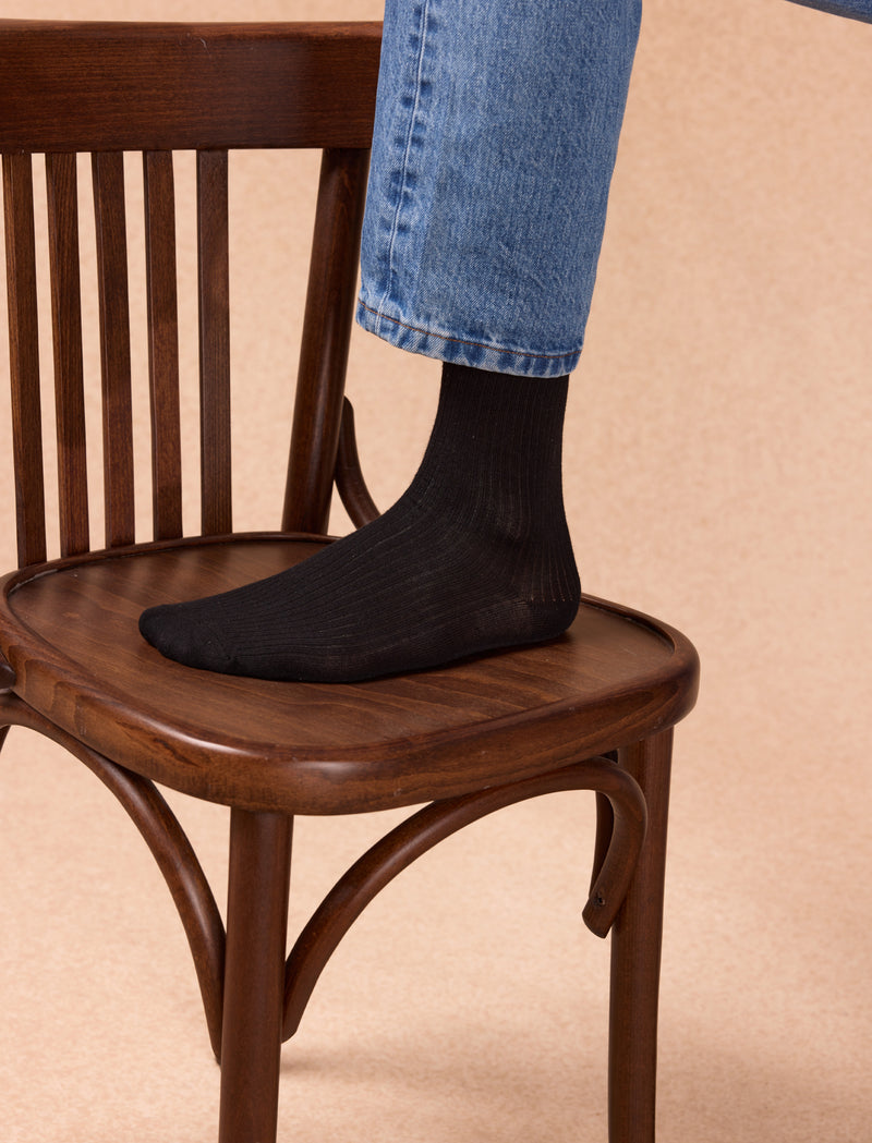 Ribbed socks - Black - Image principale