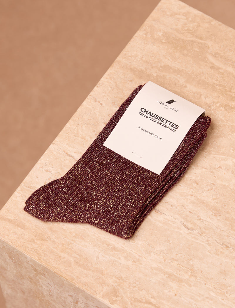 Lurex striped socks - Bordeaux - Image principale