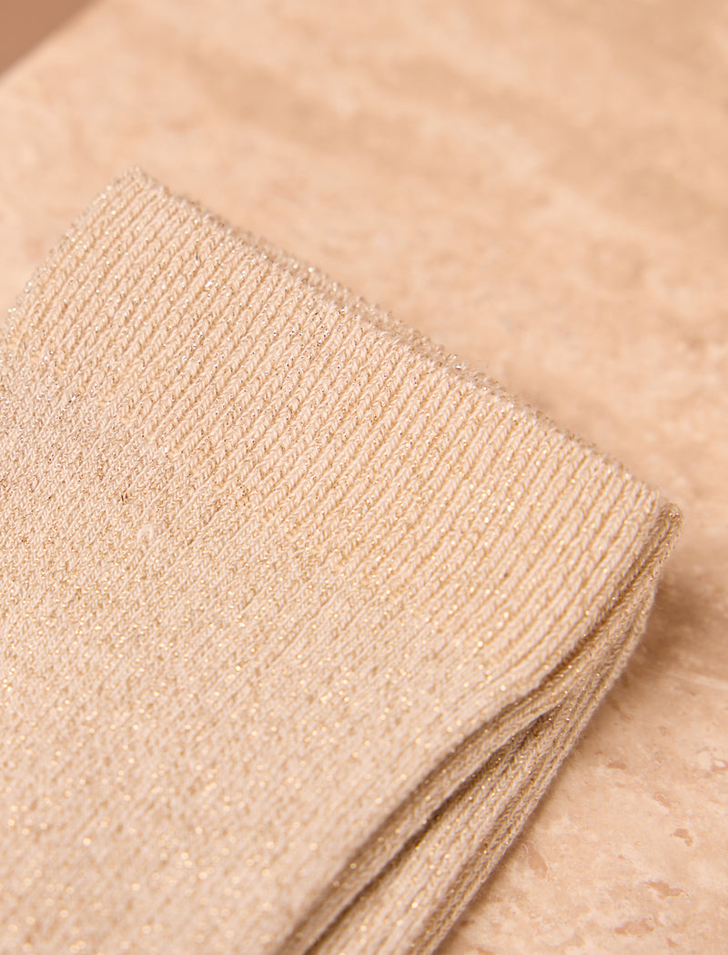 Ribbed lurex socks - Gold - Image principale