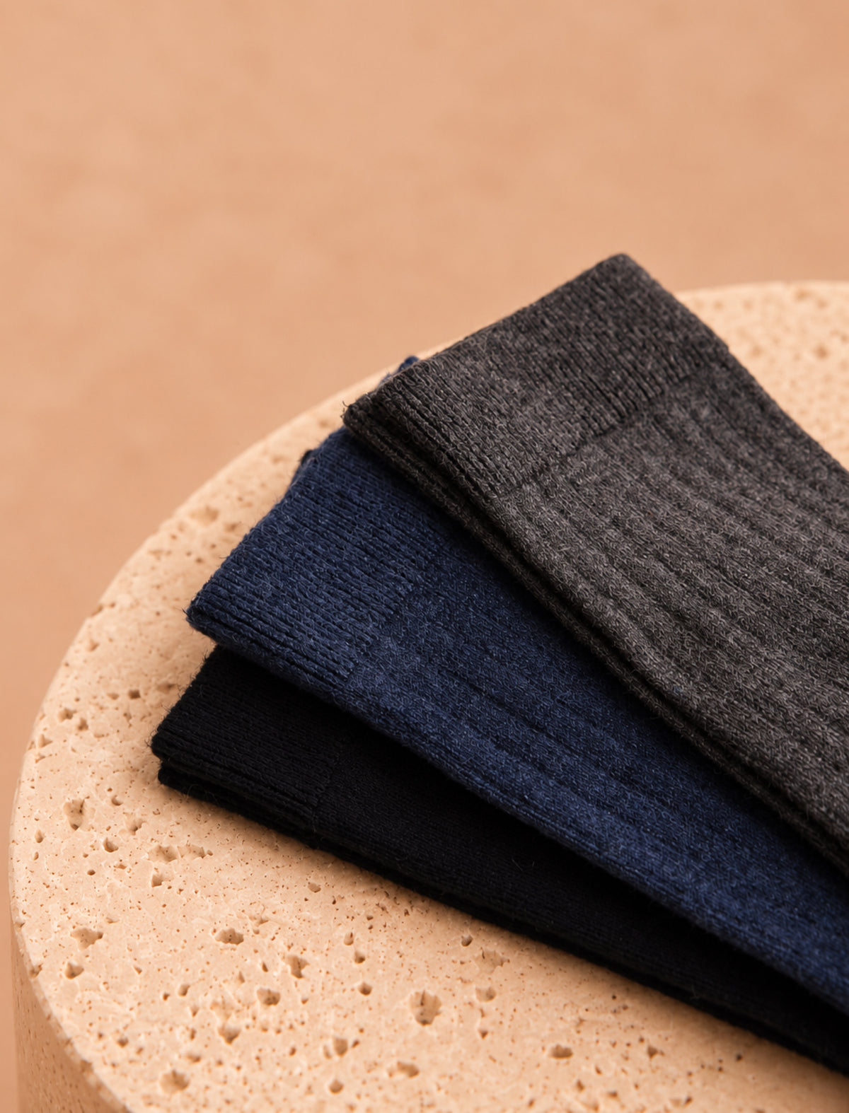 Pack chaussettes côtelées - Noir, bleu & gris