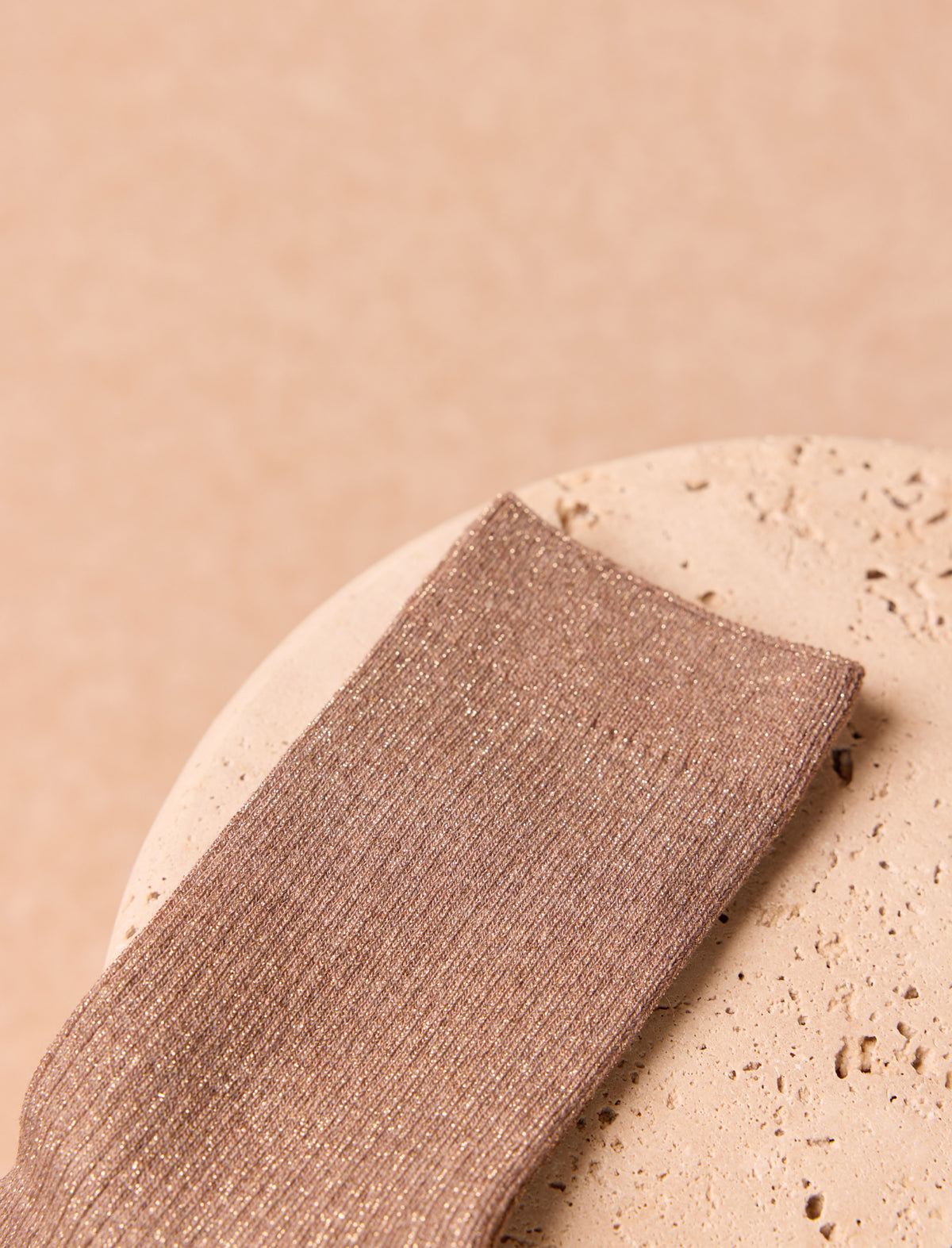 Chaussettes lurex côtelées - Moka - vue 2