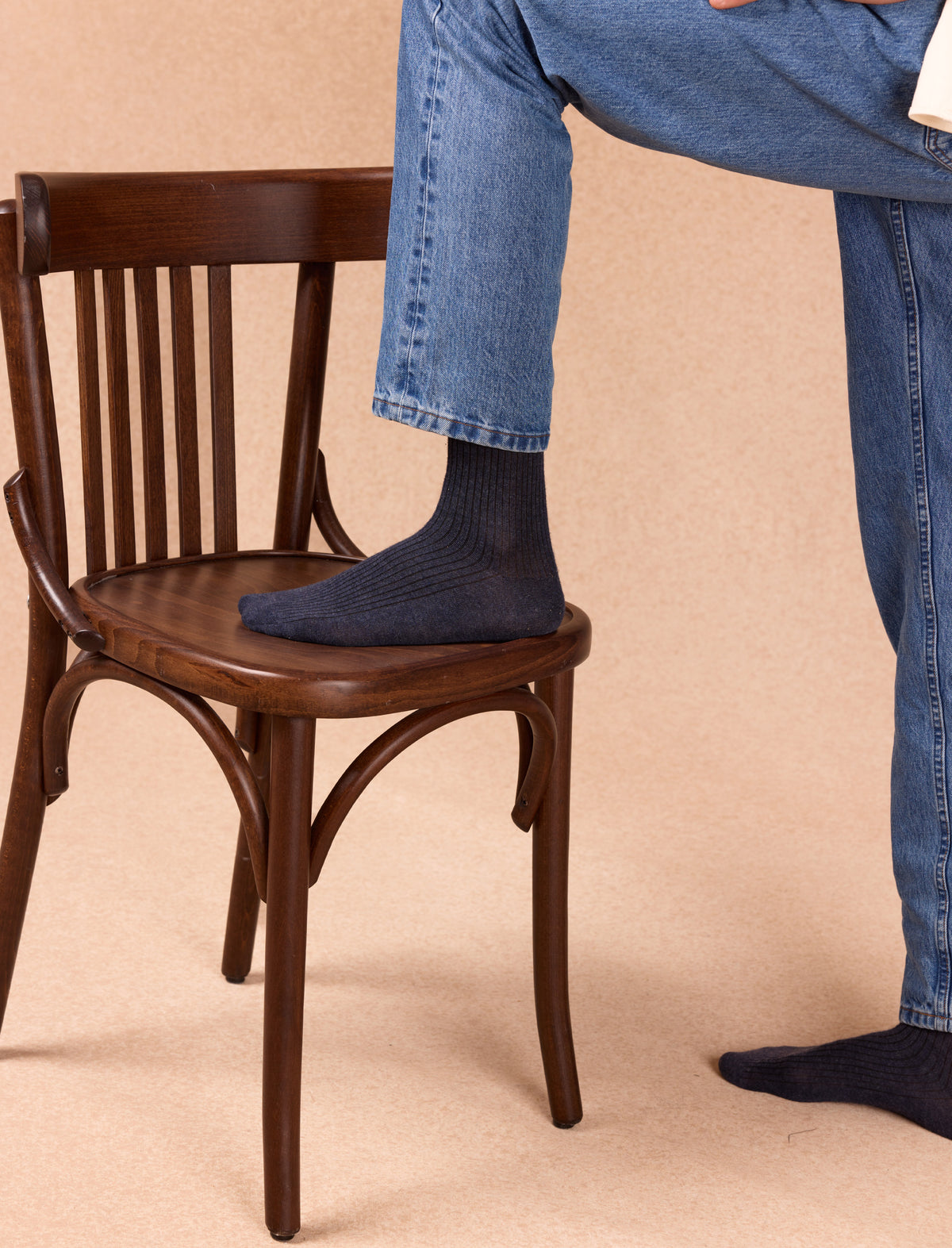 Chaussettes côtelées - Navy - vue 1