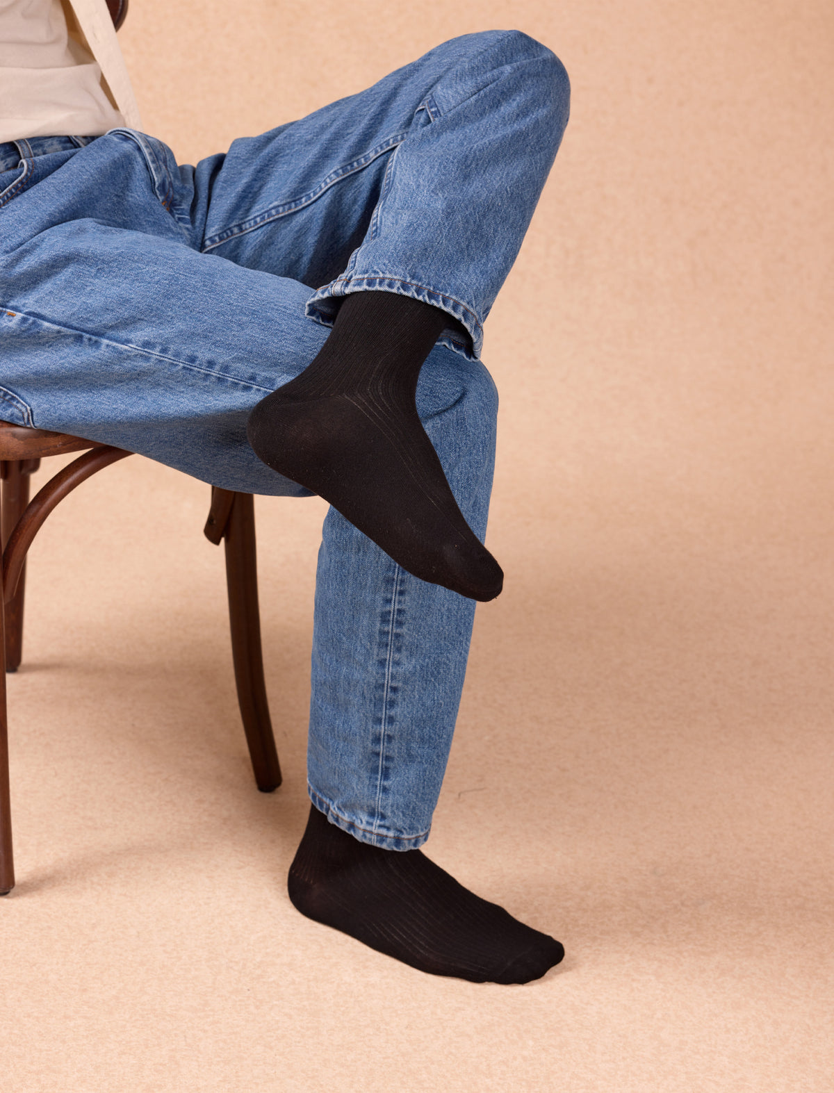Chaussettes côtelées - Noir - vue 1