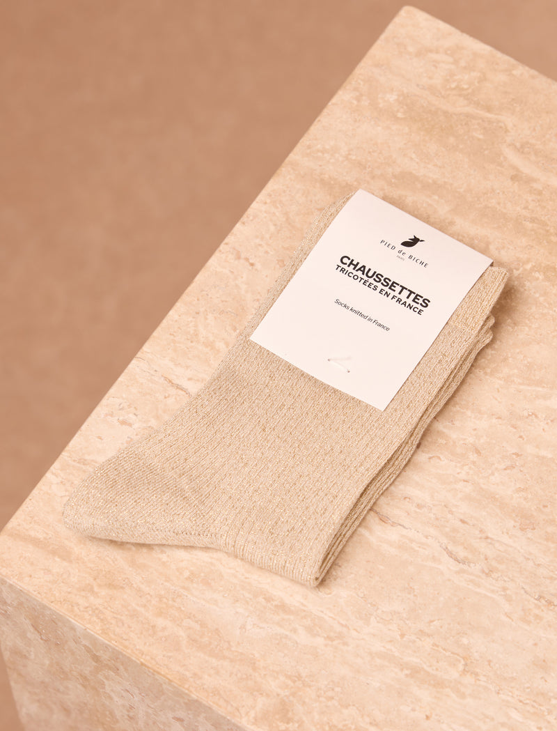 Ribbed lurex socks - Gold - Image principale