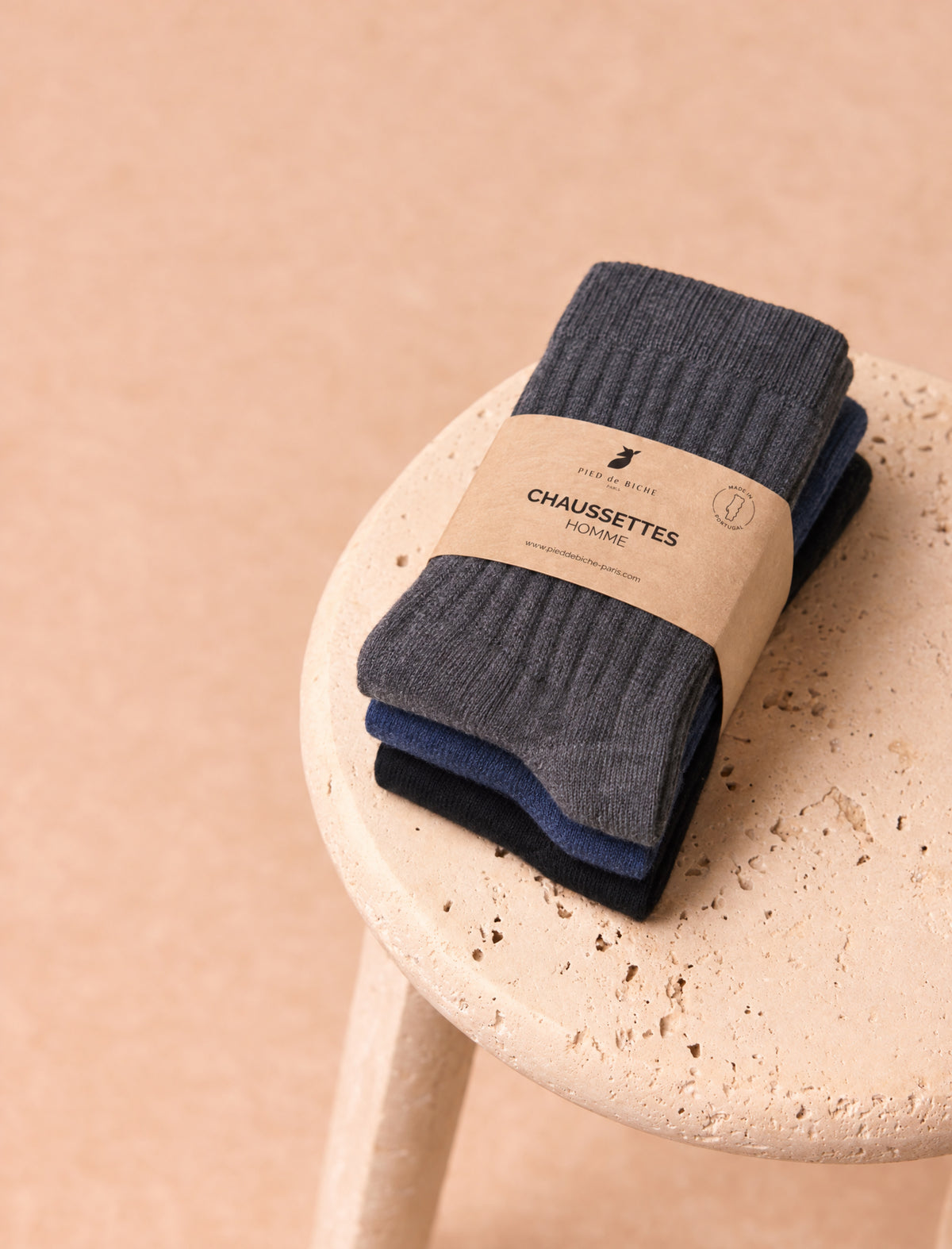 Pack chaussettes côtelées - Noir, bleu & gris